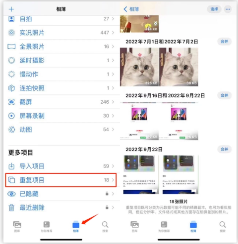 赵县苹果手机维修分享iOS 16 中相册重复项目功能使用方法 